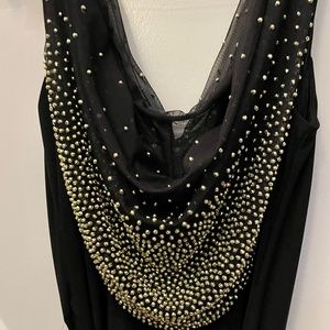 Exquisite Jeweled Drop Shoulder Black Jumpsuit By Cachet Size 14, Never Worn